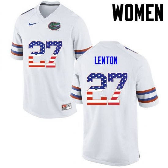 Women's Florida Gators #27 Quincy Lenton NCAA Nike White USA Flag Fashion Authentic Stitched College Football Jersey YOP4762RM